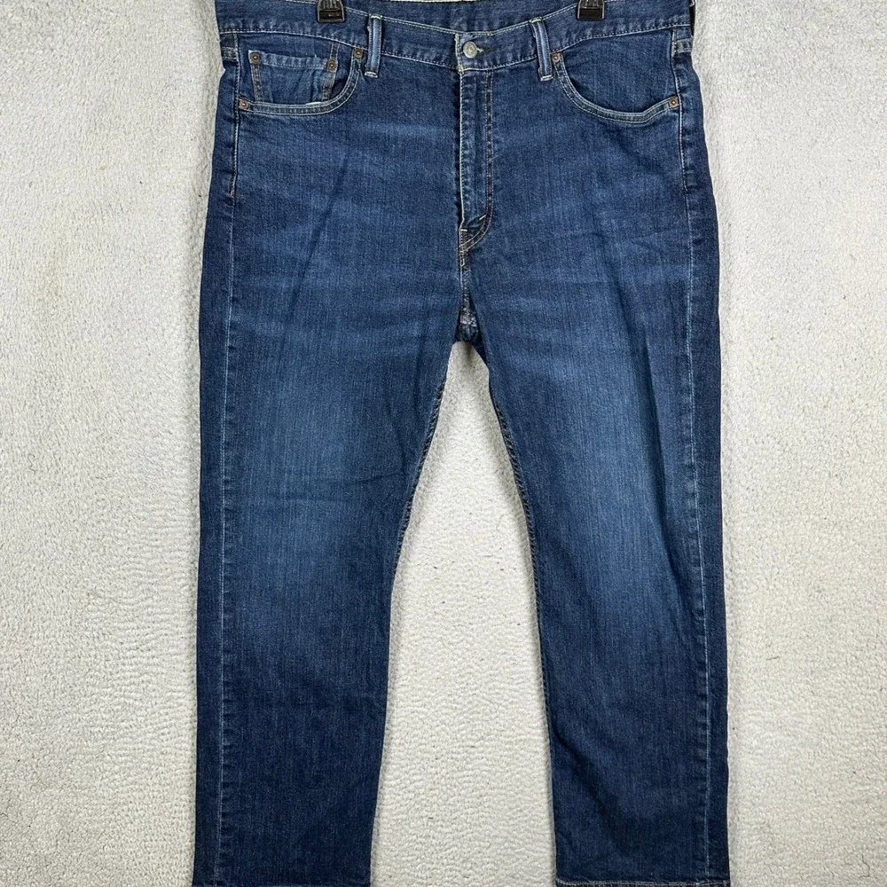 Levi 514 Jeans Mens 38X30 Blue Straight Leg Distressed 5 Pocket Stretch Denim